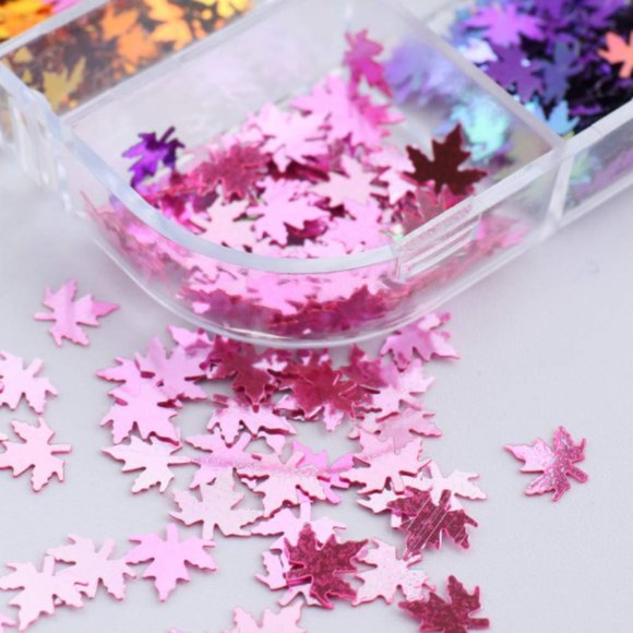 Maple Leaves Shape Nail Art Glitter Flakes 3D - Picture 4 of 7